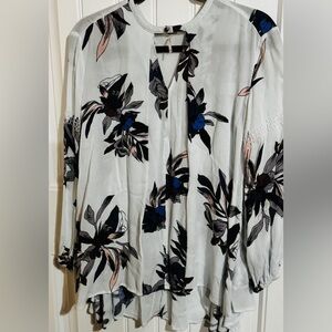 Free People Floral Boho Swing Tunic Top XS Oversized Crochet Sleeve Blouse Y2K